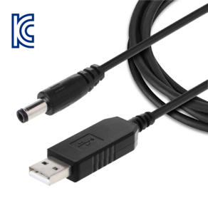 승압 전원 USB to DC 변환 케이블 5V to 9V 12V, USB 승압 케이블 5V to 12V, 1개