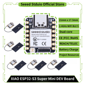 Seeed Studio XIAO 미니 개발 보드 ESP32S3 ESP32s3-2.4GHz Wi-FiBLE 5.0 듀얼 코어 배터리 충전 전력 효율성, [01] 7 p, 1개