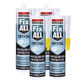 유리처럼 맑고 투명한 실리콘 SOUDAL FIX-ALL CRYSTAL 거울 접합 픽스올 다목적 실리콘, 4개