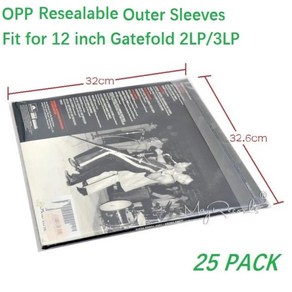 턴테이블 OPP 플라스틱 재밀봉 가능 외부 슬리브 게이트폴드 2LP 3LP 비닐 레코드 25 개, 한개옵션0
