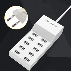 10구 USB 멀티 스마트충전기 유럽형코드 DC 5V USB충전, 1개