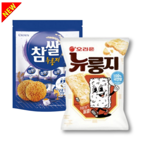 오리온 뉴룽지 124g 1 크라운 참쌀 누룽지 216g 1 (총2) 쌀과자 신제품, 1세트, 340g