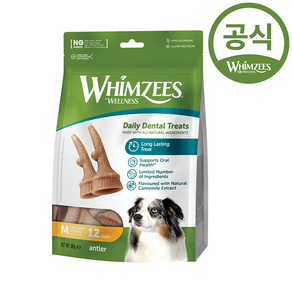 [앤틀러 M] 강아지간식 윔지스 덴탈껌 애견 치석 입냄새 제거 개껌 윔지스 밸류백 오큐파이 360g, 1개
