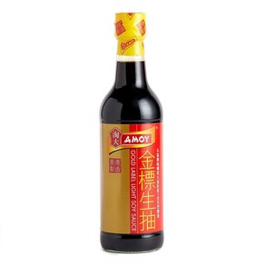 Amoy Gold Label Light Soy Sauce 500 ml (16.9 fl oz) 아모이 골드 라벨 라이트 간장 500ml(16.9fl oz), 1개, 500ml