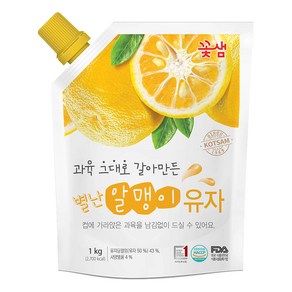 꽃샘 별난 알맹이 유자차, 1kg, 2개