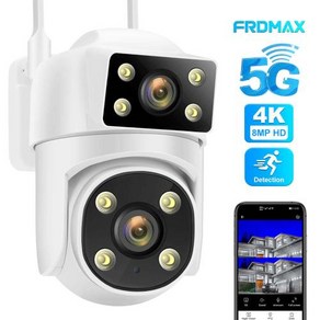 8MP 4K IP 카메라 듀얼 렌즈 자동 추적 5G WiFi 보안 카메라 스마트 보호 무선 CCTV 카메라 방수 실외 PTZ WiFi 감시 카메라, 17) 8MP Camea  EU 플러그, 1개