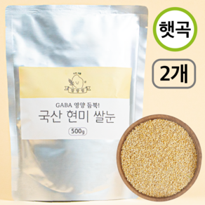 [쌀쌀쌀] 프리미엄 천연 가바 현미 쌀눈 국산 100% GABA, 2개, 500g