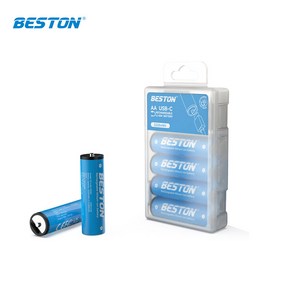 BESTON 소매드 USB C타입 충전식 리튬이온 AA 배터리 4p + 케이블 + 케이스 세트