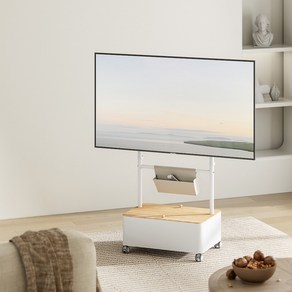 엔산마운트 FD-01 LG 삼성 TV 스탠드 이동식 서랍 수납 선반 거치대, 블랙, 1개