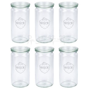 Weck 웩 실린더 원통형 유리용기 유리뚜껑 포함 340ml 6개 세트