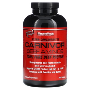 MuscleMeds 카니버 비프 아미노 100% 순 소고기 단백질 300정 약 10개월분, 1개