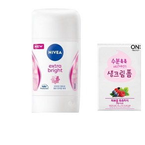 니베아 엑스트라 브라이트 스틱 데오드란트 50ml & 온더바디 생크림 폼 3ML, 1개