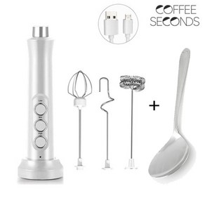 커피세컨즈 뉴 핸디 충전식 전동우유거품기 CS-M02+우유거품스푼 가정용 전용 거품기 휘핑기, 1개