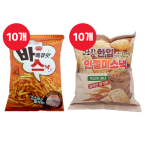 푸드킹 달콤하고 고소한 바베큐맛스낵 100g 10개 + 한입 인절미 쌀과자 70g 10개 (총20개), 20개