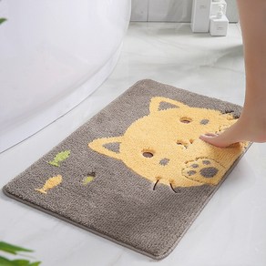 톰스타일 동물 프린팅 도톰한 욕실 화장실 발매트 발수건 미니러그, 갈색고양이, 1개