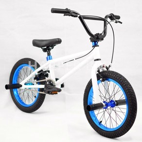 고급형 묘기 자전거 비엠엑스 BMX 비엠엑스 BMX 정품 16 인치 성능 자동차 멋진 스트리트 카 액션 S1125 56, 파란색이 있는 흰색, 1개