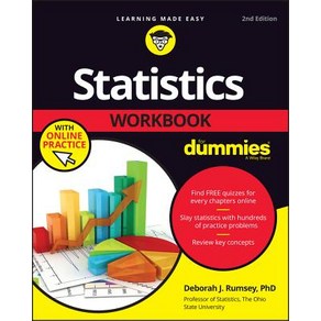 (영문도서) Statistics Wokbook Fo Dummies with Online Pactice 2nd Edition Papeback, English, 9781119547518