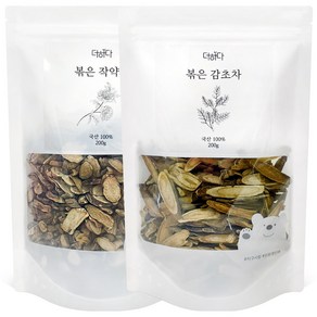 더하다 볶은 작약감초차 SET 깨끗이 세척하고 증숙하여 볶아낸 작약 200g 감초 200g 세트 국산 국내산 침출차, 볶은 작약 200g + 볶은 감초 200g, 1개, 1개입