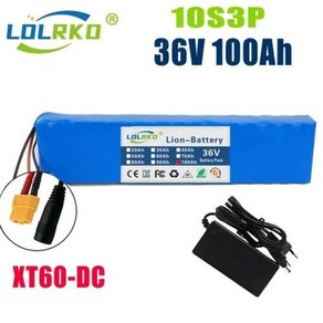 2024 18650 리튬 배터리 팩 충전식 리튬 이온 배터리 36V 10S3P 100Ah 500W 36V 신제품, 1개, 1개입