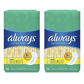 Always 올웨이즈 울트라 씬 패드 44개입 3팩 사이즈 1 언센티드 Ulta Thin Size 1 Regula Pads 132 Count Unscented, 3세트