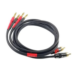 스피커 케이블 단자 오디오 선 WJSTN 바나나 플러그 투 RCA 12AWG 케이블 2팩 2FT, 1FT, 2개