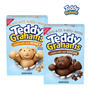 상품상세 참조 [NABISCO] [1+1] 나비스코 Teddy Gahams 테디 그레이엄 허니 1개 + 초콜릿칩 283g 곰돌이 쿠키 Gaham Snacks, 1세트, 566g