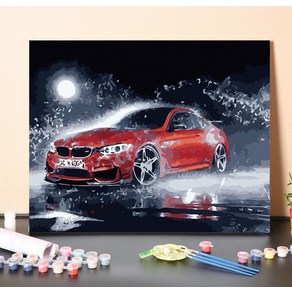 유화 diy 스포츠카 bmw 자동차 페인팅 유화 팝아트 그리기, 캔버스 + 페인트 + 브러시, 40x50, 4301대, 1개