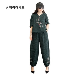 BestSta 봄가을 여성 면 마 배색 조각보 저고리 바지 세트 개량 생활한복 절복 법복 NC-082603