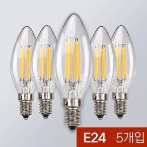 LED 촛대구 COB E17 E26 에디슨전구 카페조명 샹들리에 전구 KS인증, 5개