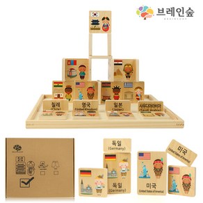 브레인숲 자작도미노 한글블록-세계문화 놀이세트 96pcs 한글공부 다문화 만국기도미노 세계여행, 단품, 1개