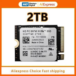 2230ssd 외장 디지털 웨스턴 WD SN740 2TB M.2 SSD 2230 NVMe PCIe Gen 4x4 마이크로소프트 서피스 프로 X 노트북 3 스팀 데크용, 1 테라바이트