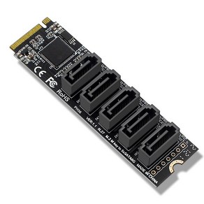 M.2 (PCIe 3.0) ~ SATA 3.0 6G SSD 어댑터가있는 5 포트 지원 SATA 3.0 장치, 1개