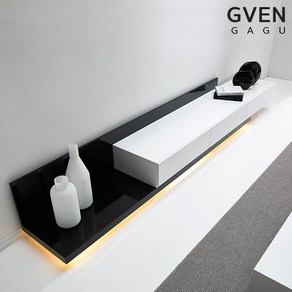 GVEN 지벤 노르마니 LED 익스텐션 모던 거실장 서랍/수납장>>TV장/거실장, 올블랙-좌