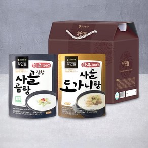 [고삼 착한들 한우 곰탕 선물세트 명품 1호 (진한사골곰탕 500ml x 4팩 + 도가니탕 500g x 4팩), 8개