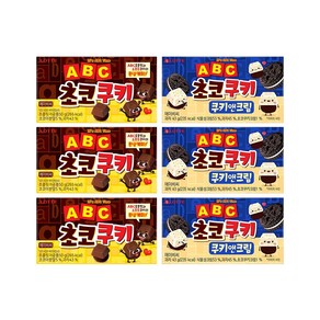 롯데제과 abc 초코쿠키50g 3개+쿠키앤크림43g 3개 6개