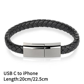 USB C 타입 팔찌 케이블 to 데이터 고속 충전 코드 패션 더블 브레이드 손목 라인 아이폰 14 15, USB C To iPhone, 22.5cm, 1개