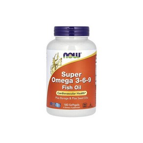 Now Foods Supe Omega 3-6-9 1200 mg 180 Softgels GMP Quality Assued Koshe 775254, 1개