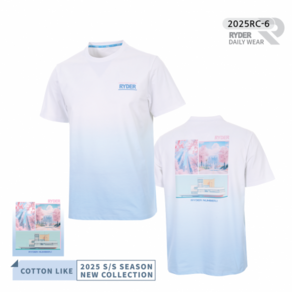라이더 RYDER 2025RC-6 코튼라이크 남여공용 반팔티셔츠 배드민턴 복 탁구 스쿼시 스포츠의류
