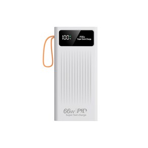 PYHO 30000mAh 보조배터리 급속충전 보조배터리 66W고속충전 케이블 4in1 캠핑용보조배터리 LED잔량 숫자표시 곰세마리, 화이트