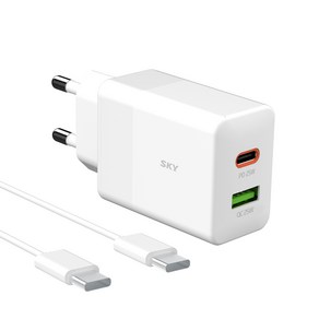 스카이 필 Q2S PD PPS 25W USB 듀얼 초고속 충전기 어댑터 + 고속 충전 케이블