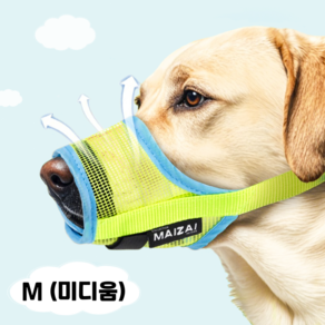 러뷰펫 중대형견 소형견 메쉬 입마개 M, 1개, 형광색