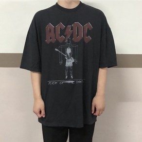 ACDC 티셔츠 오버핏 락밴드 반팔 (남여공용) (2colo)