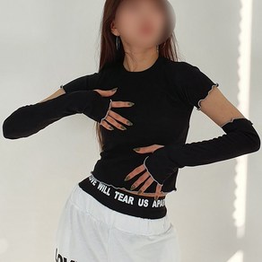 댄스복 댄스 스우파 데일리 반팔 절개 물결 워머 크롭 무대의상 댄스의상 단체복