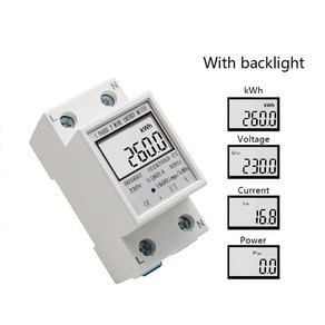 측정 Din 레일 전력 에너지 미터 5-80A LCD 백라이트 디지털 디스플레이 단상 전자 KWh 전압계 전류계 볼트, [01] With backlight, 1개