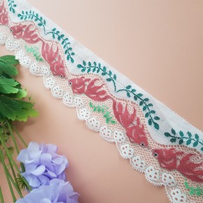 dklace 물고기 스판레이스 (6cm) 선염 독특 패턴, 레드, 1개