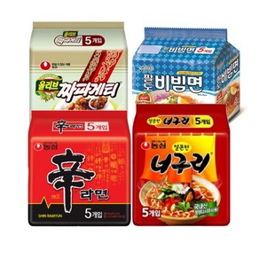 농심&팔도 신라면5봉+너구리5봉+짜파게티5봉+비빔면5봉, 20개