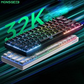 [ XC샵 ] MONSGEEK FUN60 마그네틱축 게이밍 기계식 키보드 FUN60 PRO/MAX/Ulta 시리즈 유선8k 61키배열 RGB 4000mah, RGB화이트-측각, FUN60 Po-무선3모드유선8K무선1k, 현광마그네틱축