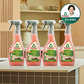 [김혜자 세제] 프로쉬 독일 자몽 기름때 클리너 500ml 단품 청소 세제, 4개