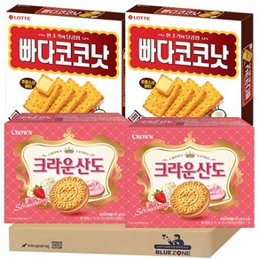 [블루존] 비스켓 2종 4개입 세트 (빠다코코넛300g x2+크라운산도 딸기161gx2), 1개
