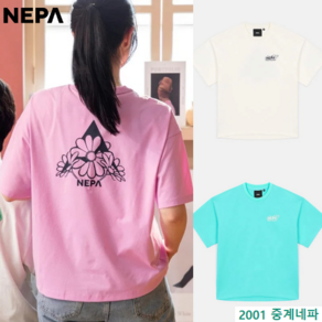 네파 [2001아울렛 중계점] 일상 산행 가능한 꽃과 네파의 PEAK A 로고를 그래픽화한 여성 플라워 피크에이 크롭 반팔 티셔츠 (루즈핏) 7K45372
